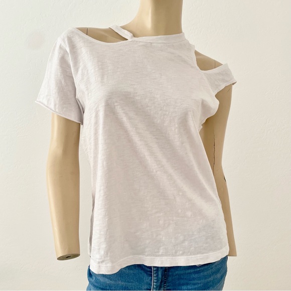 LNA- white cold shoulder white tee- small - Picture 7 of 12